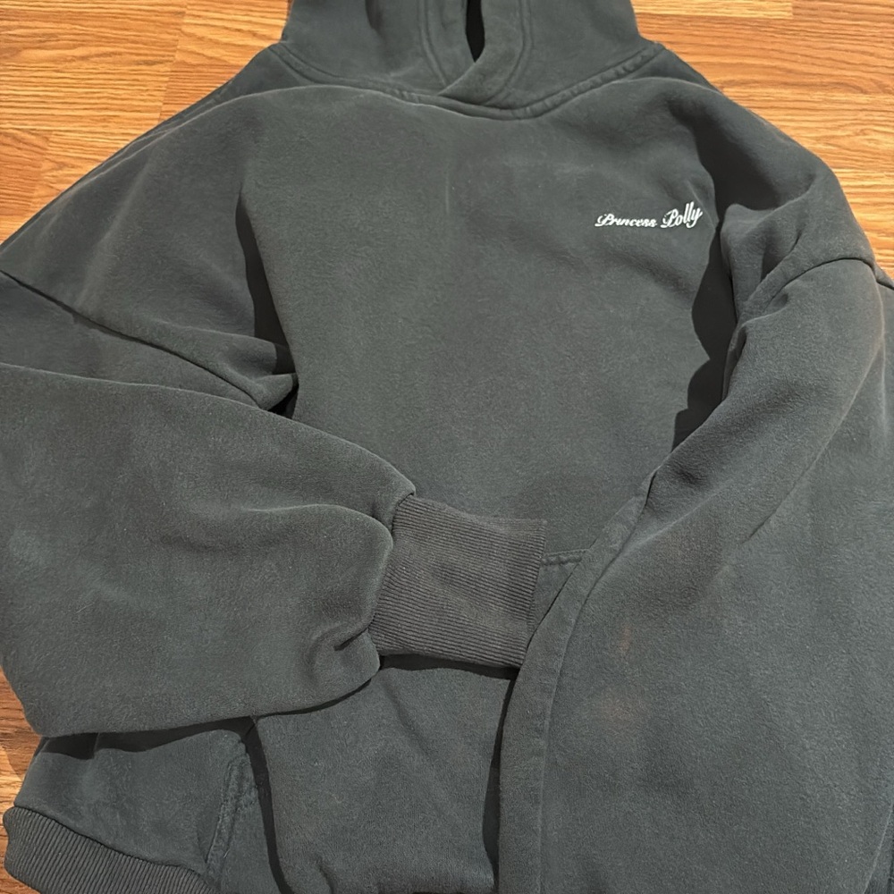 Princess Polly Dark Grey Hoodie with Embroidered Logo